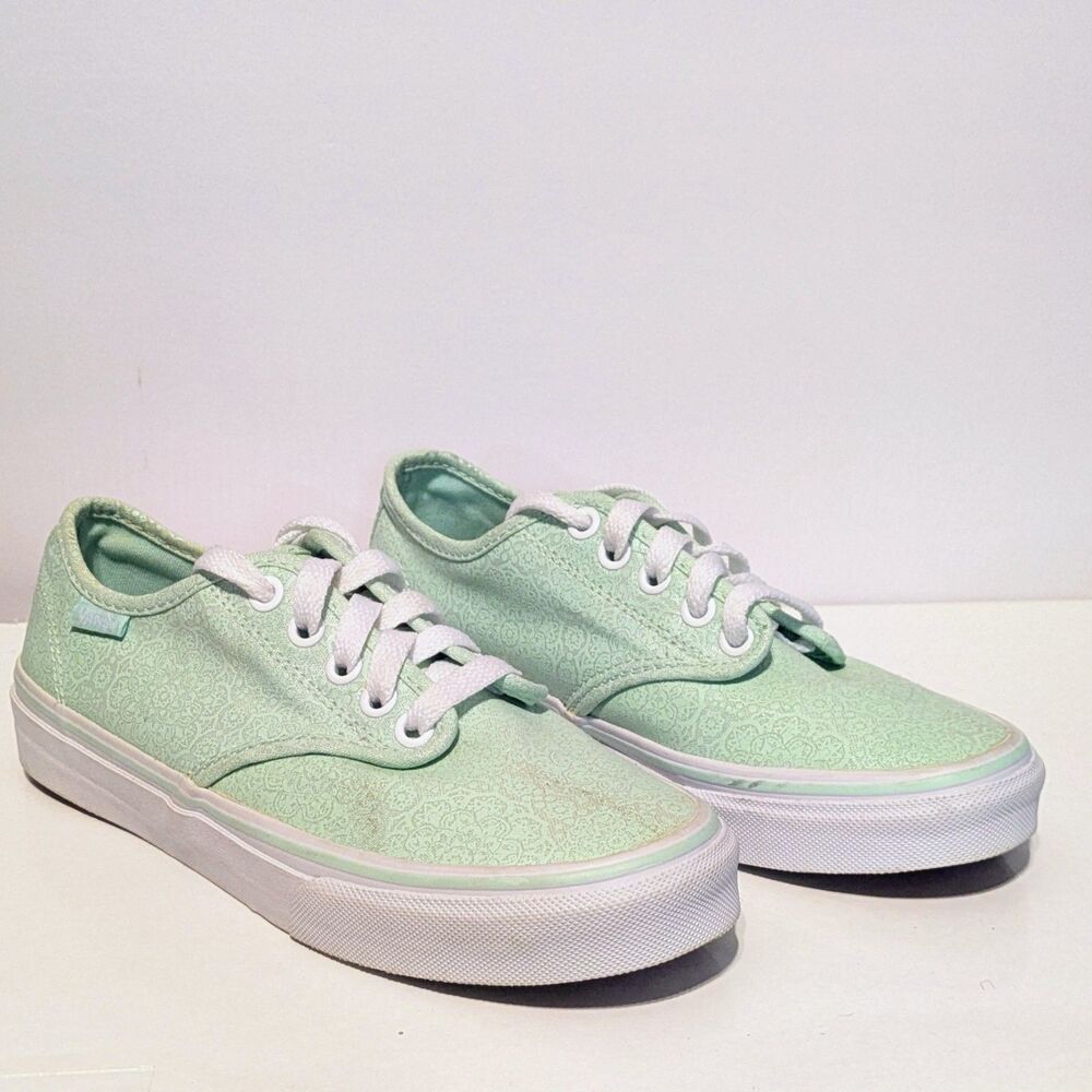 Vans Camden Mandala Size 5.5 Sneakers Seafoam Green Lace/Floral Design Pastel